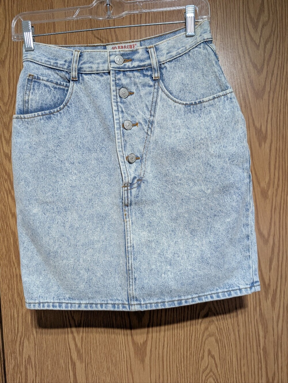 Vintage Jordache Jean Pencil Skirt Juniors 9/10 Acid Wash Light Denim